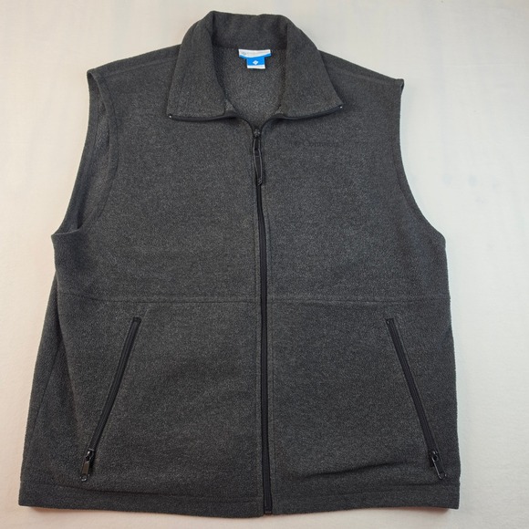 Columbia Other - Columbia Steens Mountain Vest Mens Large Charcoal Gray Fleece Full Zip Mock Neck